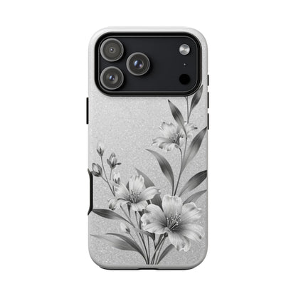 Floral Monochrome Phone Case — Elegant Black & White Lily Design