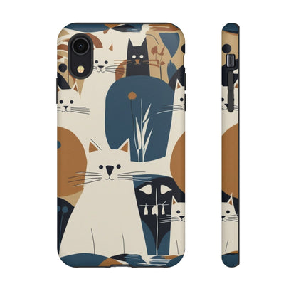 Cat Pattern Phone Case – Retro Abstract Cats Protective iPhone Cover