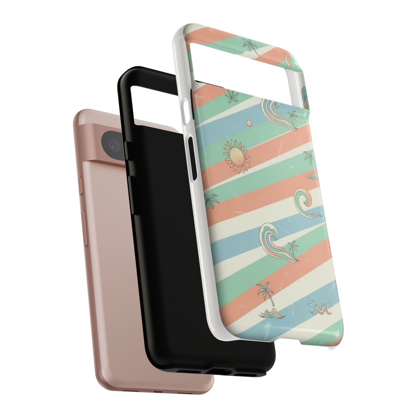 Surf Stripe Tough Phone Case — Retro Beach Waves Pattern
