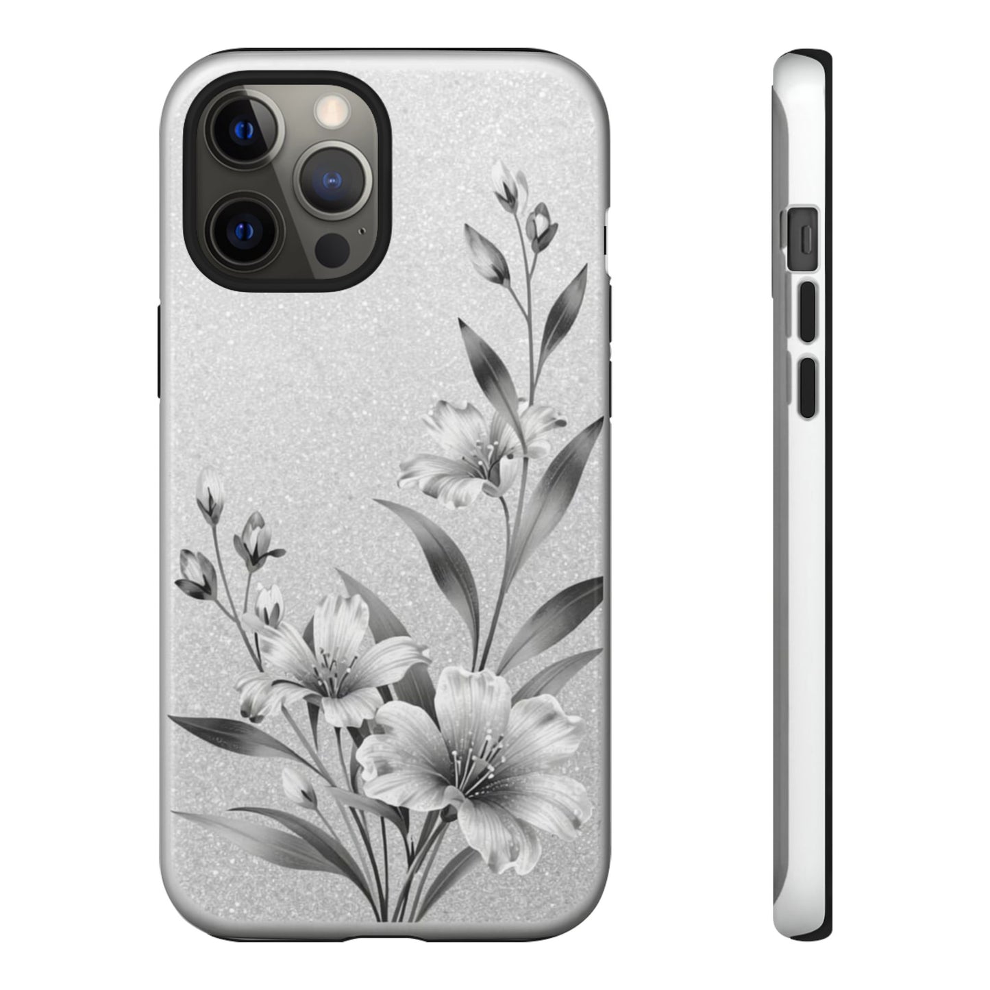 Floral Monochrome Phone Case — Elegant Black & White Lily Design
