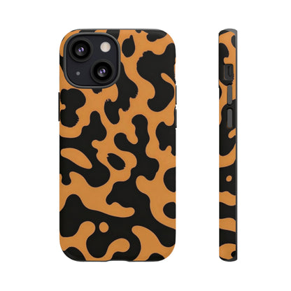 Leopard Print Phone Case — Orange & Black Tough Pattern Protective Cover