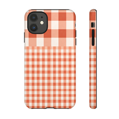 Buffalo Check Tough Phone Case — Orange Gingham Protective Cover
