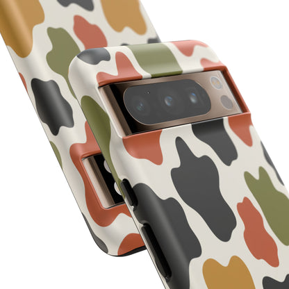 Camouflage Pattern Tough Phone Case – Retro Olive, Rust & Mustard Protective Cover