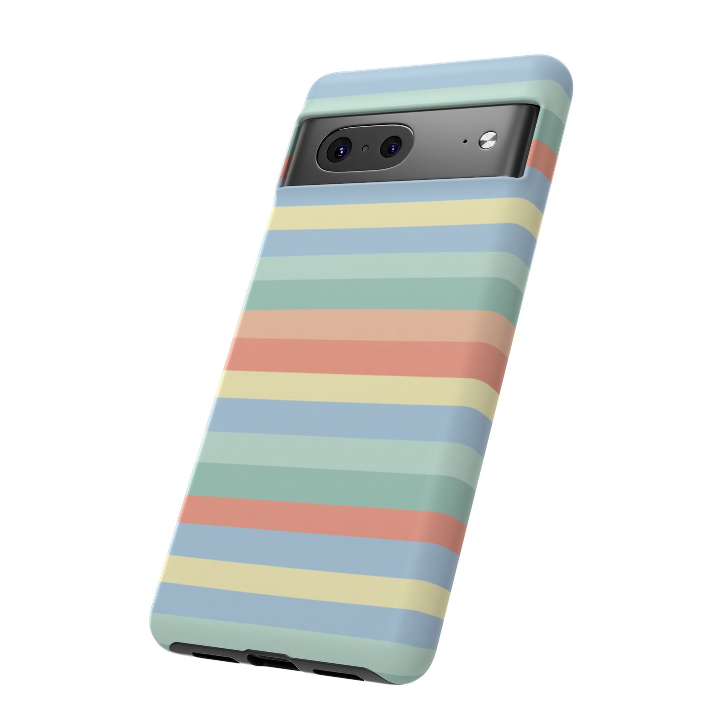 Pastel Striped Phone Case — Retro Horizontal Multi-Color Tough Case