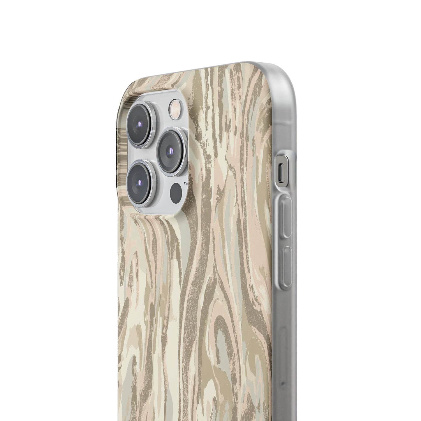 Neutral Marble Swirl Flexi Phone Case — Beige Abstract Protective Cover