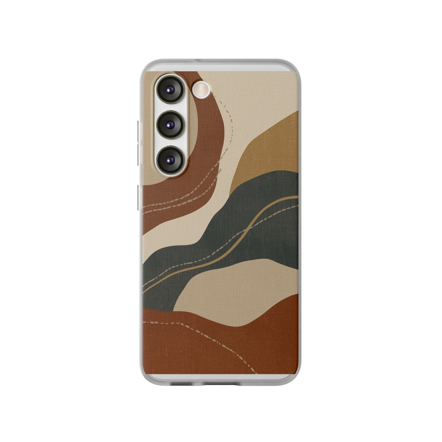Abstract Earth Tone Phone Case — Boho Wavy Flexi Case