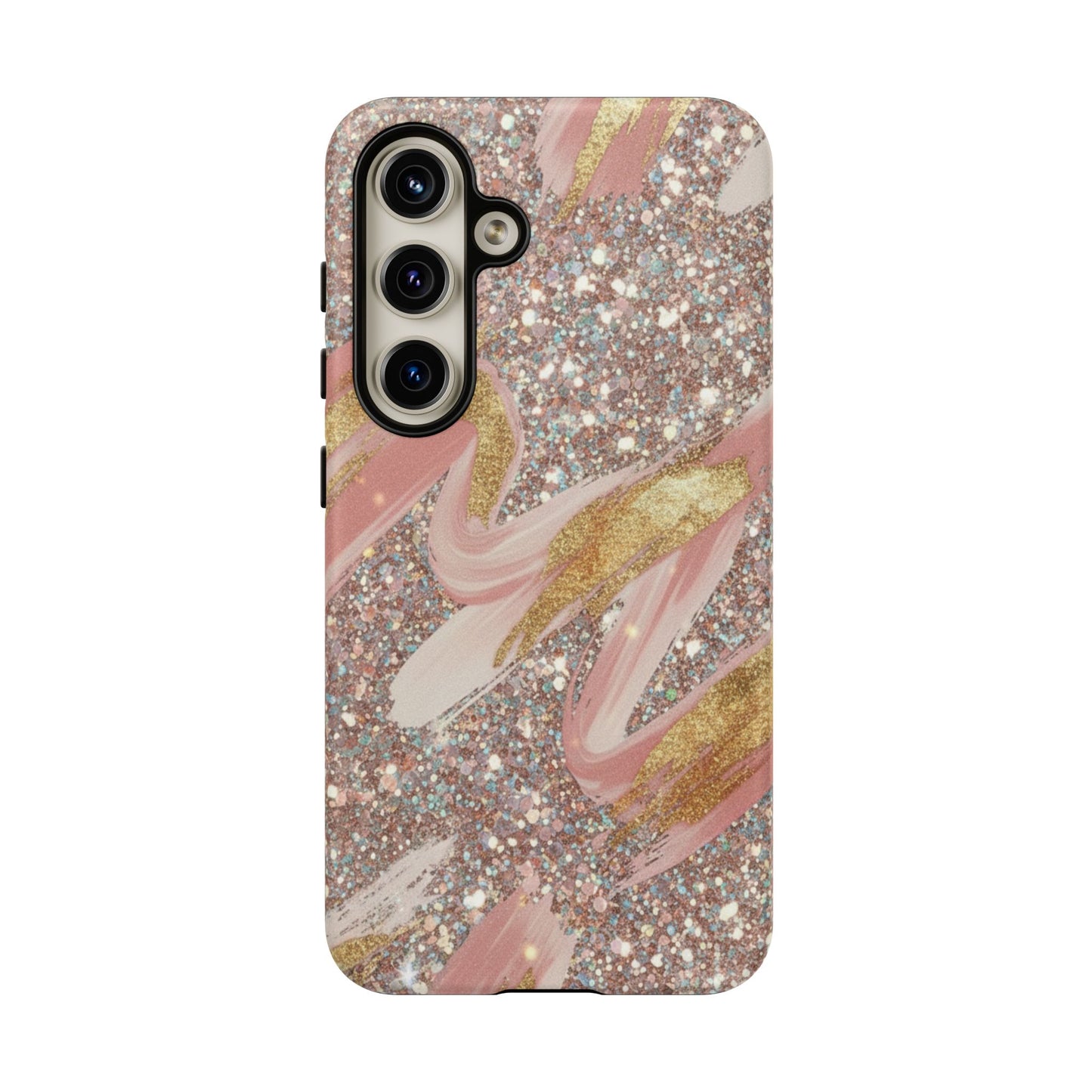 Glitter Blush Marble Phone Case — Pink Gold Swirl Tough Case