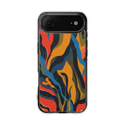Clear Magnetic Phone Case — Retro Swirl Abstract Design