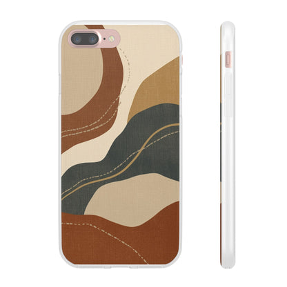Abstract Earth Tone Phone Case — Boho Wavy Flexi Case