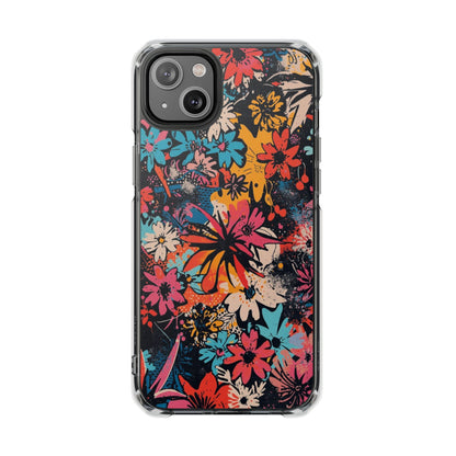 Floral Burst Magnetic Clear Phone Case — Protective Impact-Resistant Design