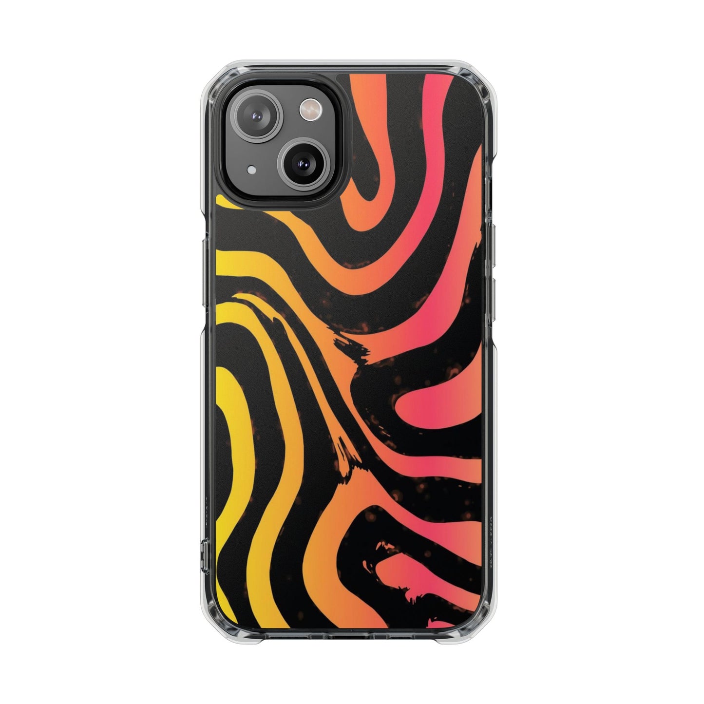 Clear Magnetic Impact Phone Case — Neon Zebra Stripe Design