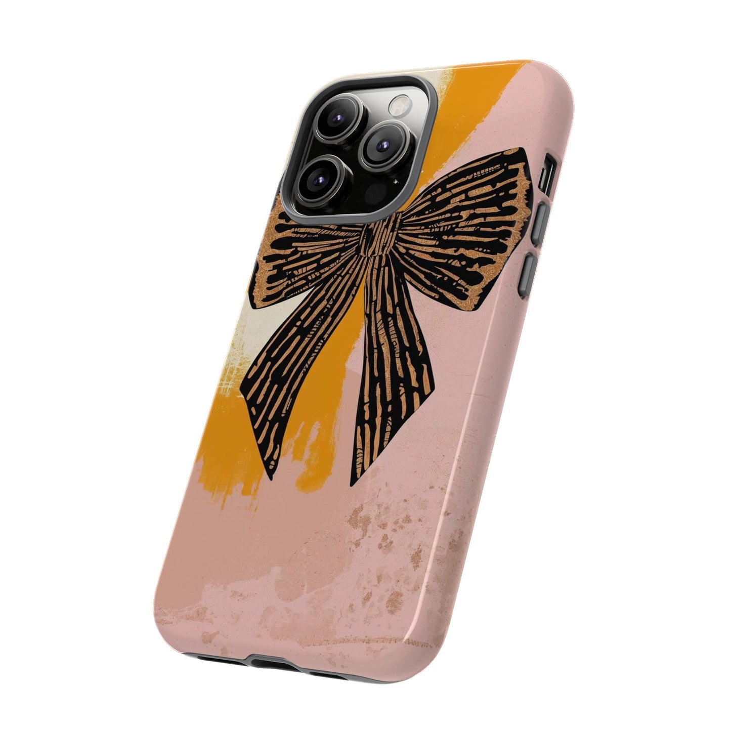 Bow Brushstroke Tough Phone Case — Pink & Mustard