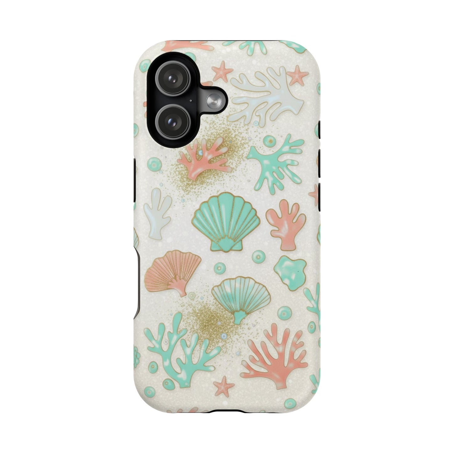 Sea Shells Magnetic Impact Phone Case — Pastel Coral & Teal Beach Design
