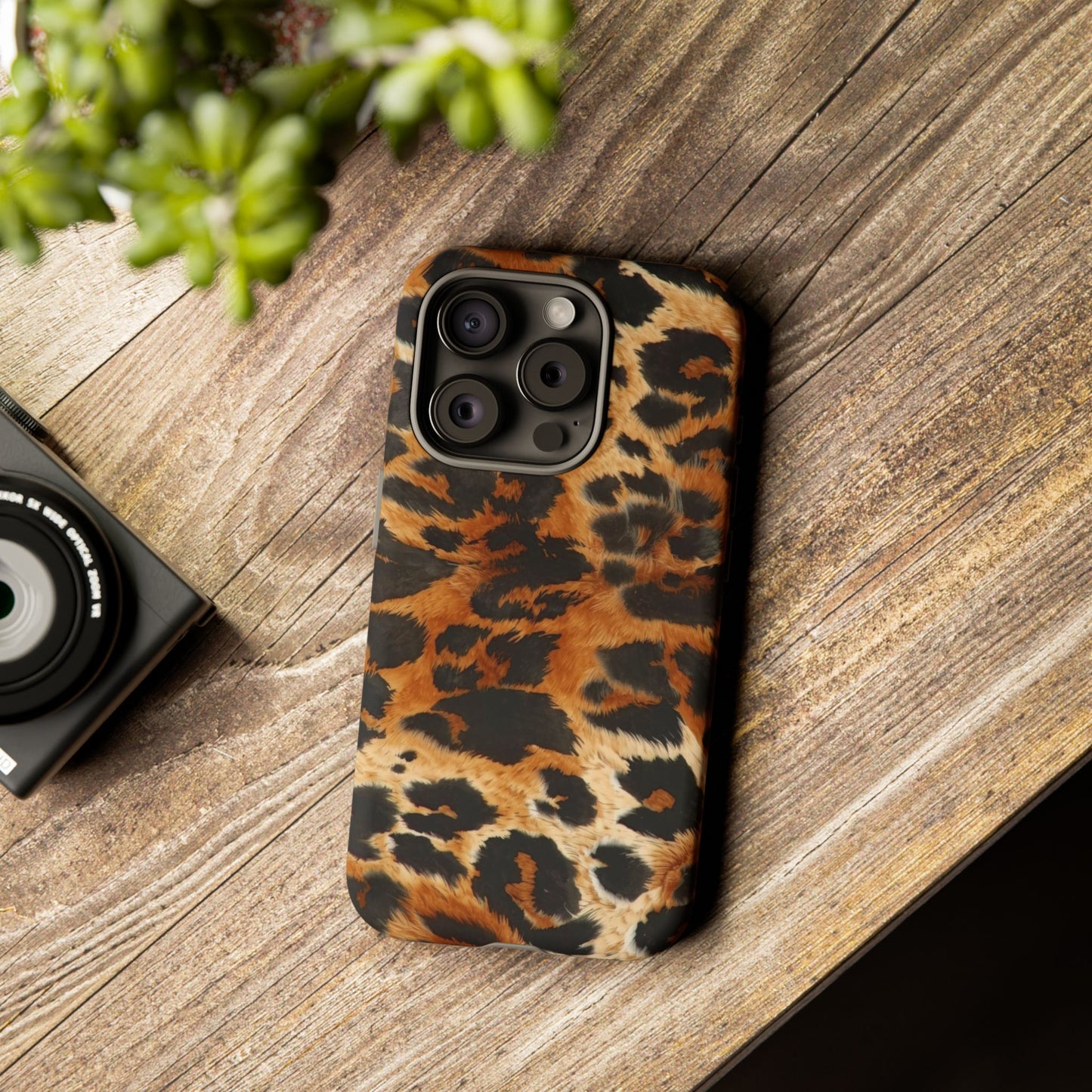 Leopard Print Tough Phone Case – Rugged Protective iPhone Cover
