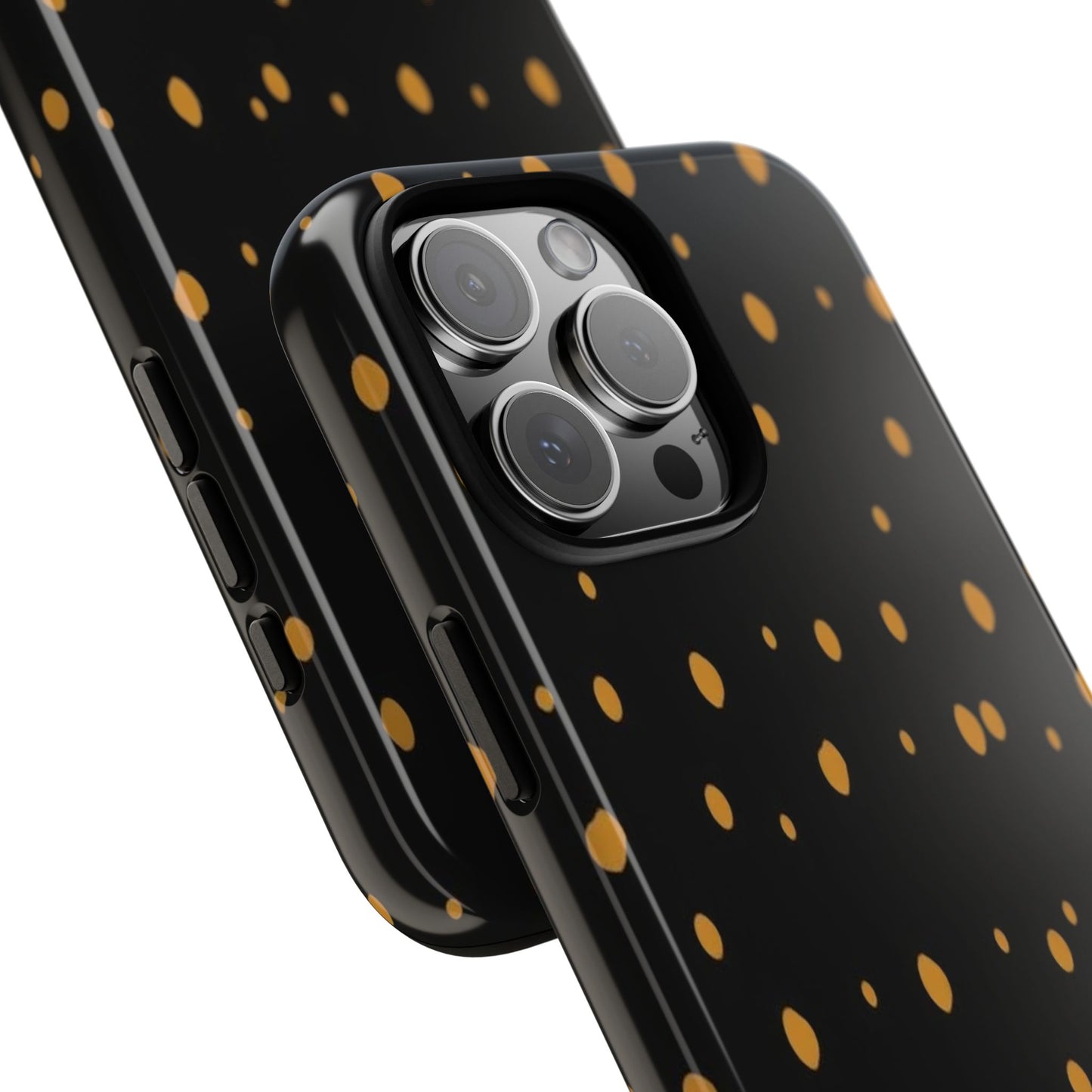 Black & Gold Dot Tough Phone Case — Protective Sparkle Pattern