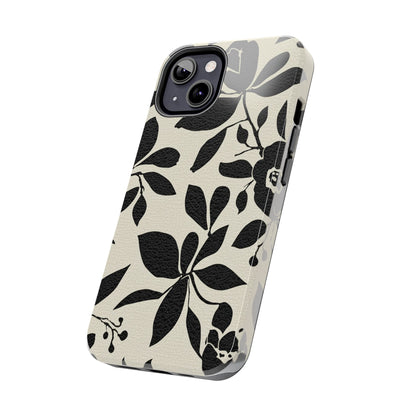 Tough Phone Case — Black Floral Silhouette Protective Cover