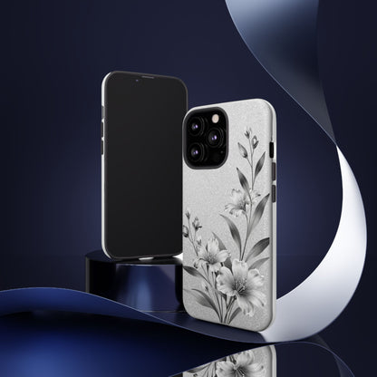 Floral Monochrome Phone Case — Elegant Black & White Lily Design