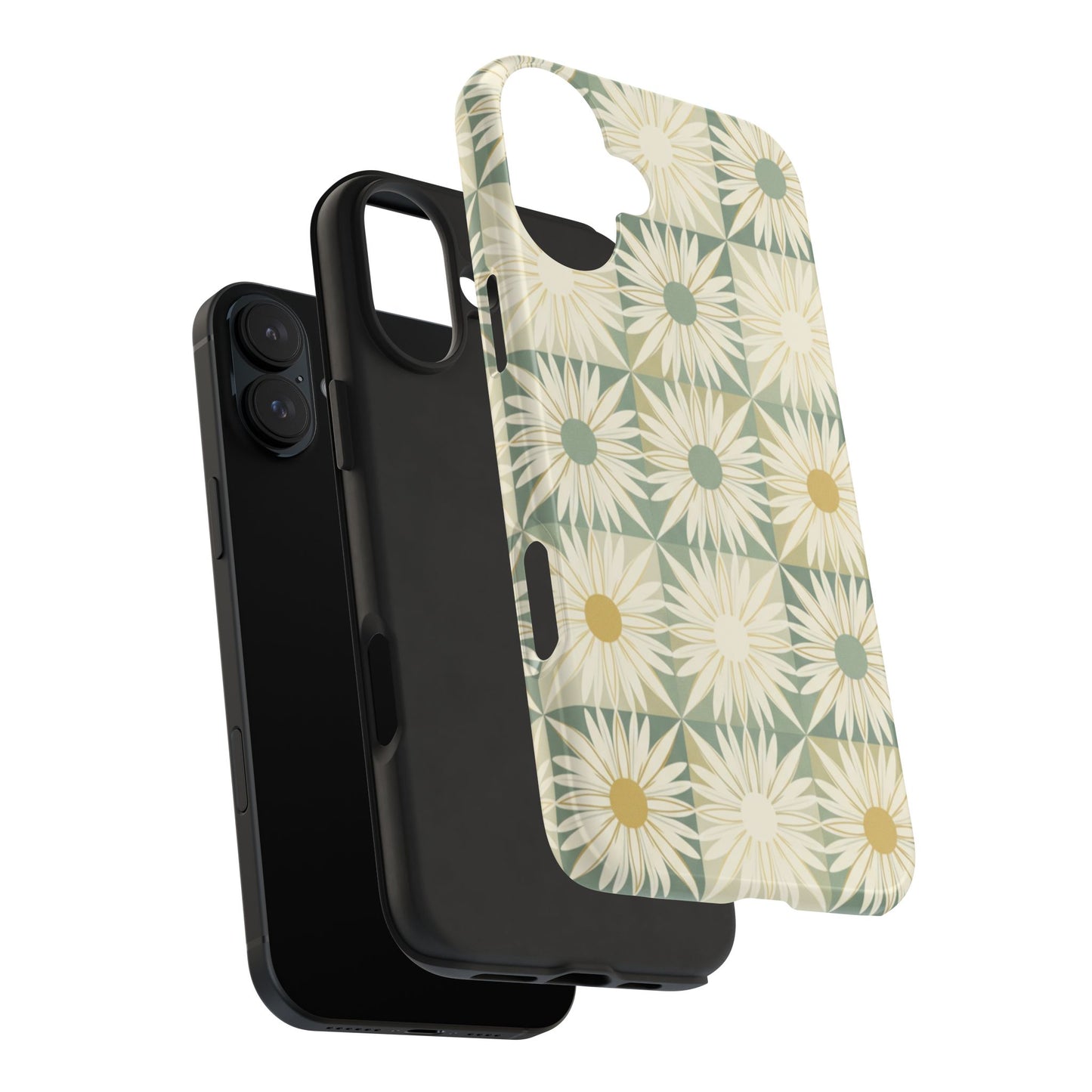 Retro Daisy Tough Phone Case — Vintage Floral Protective Cover for iPhone