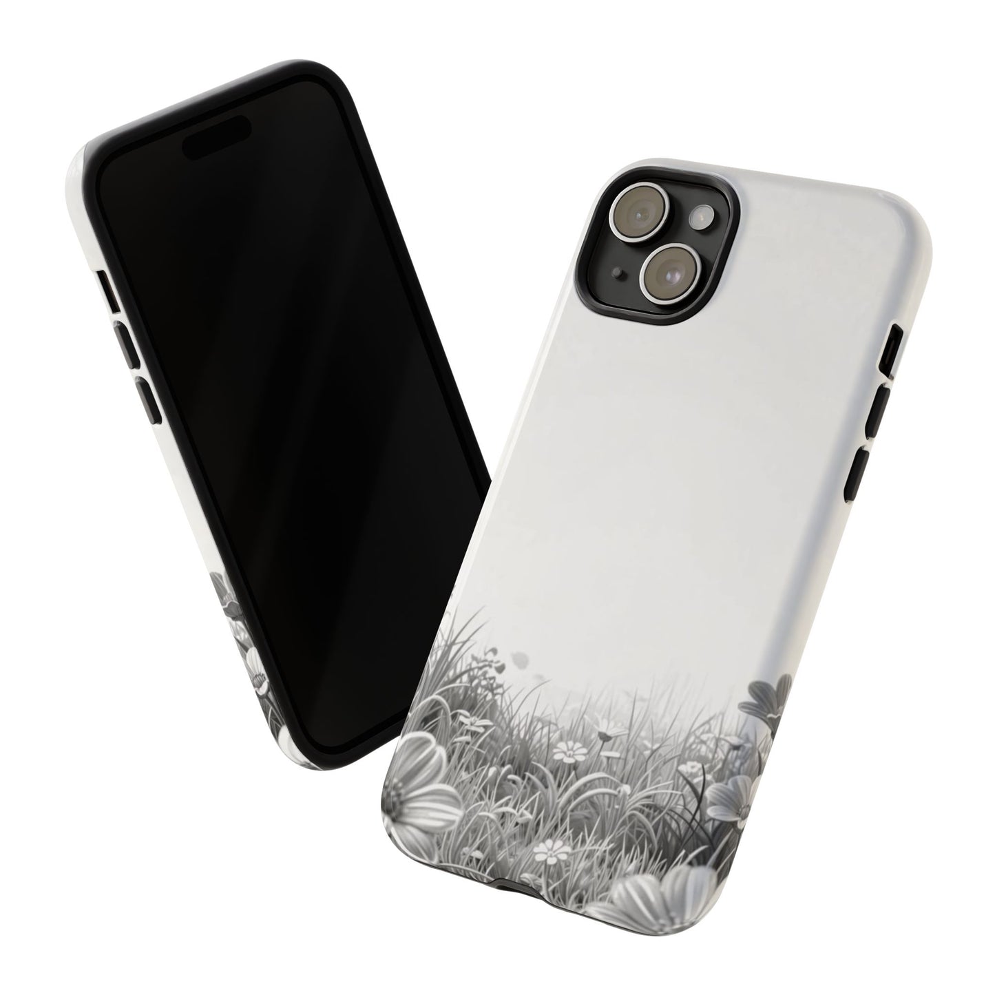 Butterfly Floral Tough Phone Case – Monochrome Garden Protection
