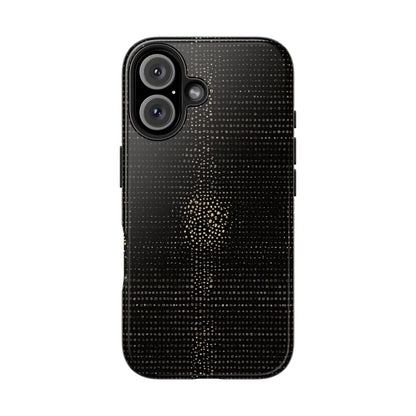 Tough Phone Case — Black Textured Metallic Dot Shield