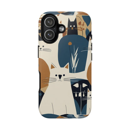 Cat Pattern Phone Case – Retro Abstract Cats Protective iPhone Cover