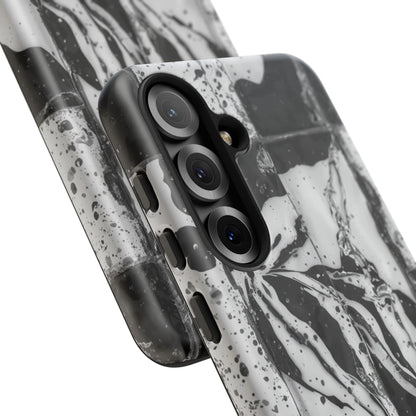 Monochrome Tile Floral Tough Phone Case
