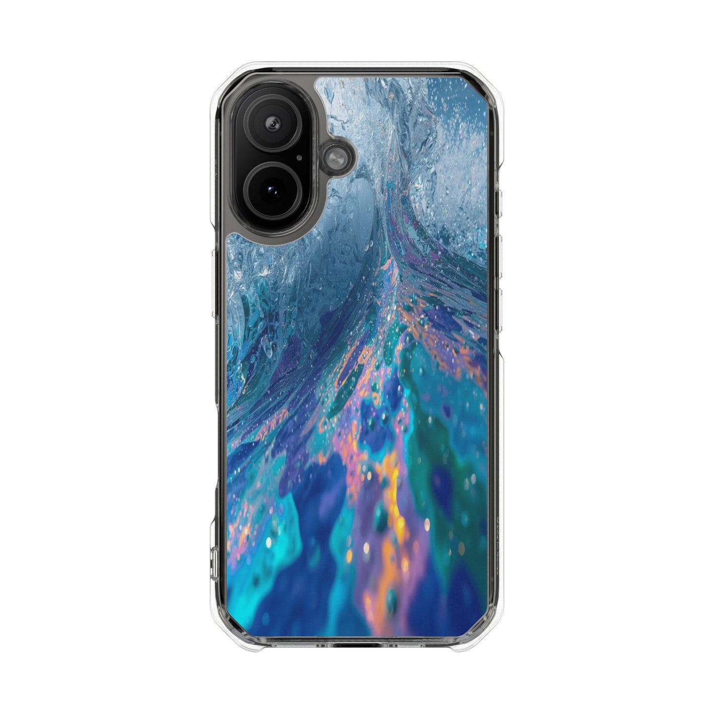 Clear Magnetic Impact Phone Case — Blue Ocean Abstract Design
