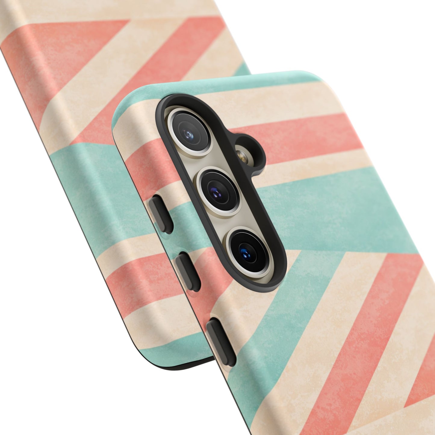 Pastel Stripes Tough Phone Case – Retro Coral & Teal Protective Cover