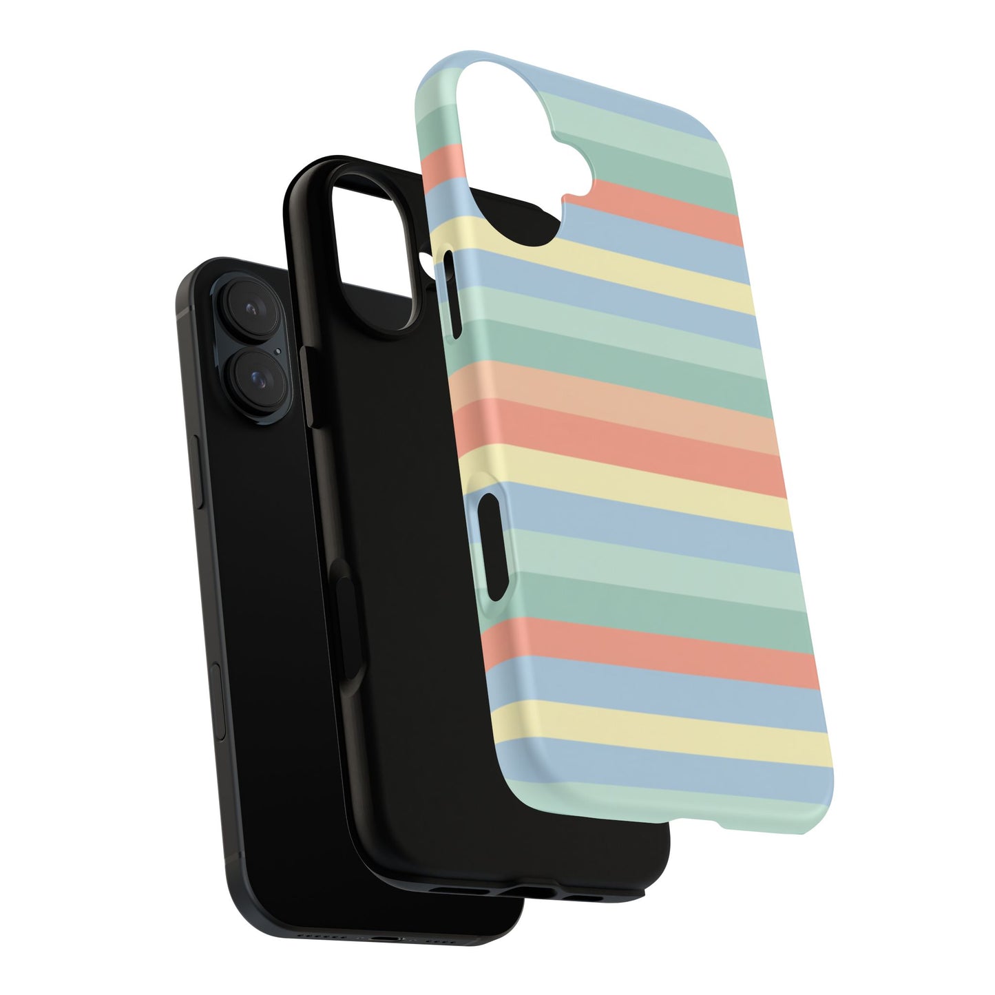 Pastel Striped Phone Case — Retro Horizontal Multi-Color Tough Case