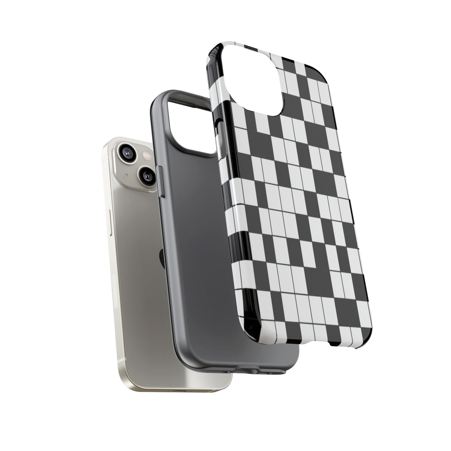Crossword Grid Phone Case — Black & White Puzzle Pattern Tough Phone Cover