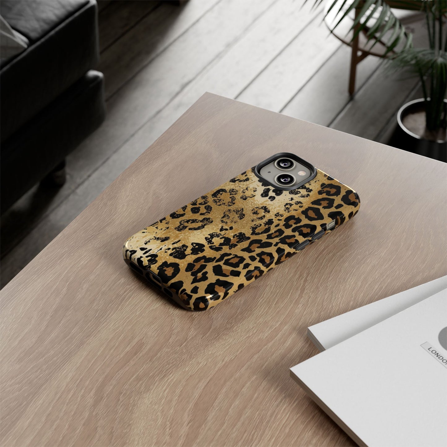 Leopard Print Tough Phone Case — Durable Protective iPhone Cover
