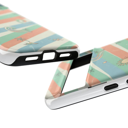 Surf Stripe Tough Phone Case — Retro Beach Waves Pattern
