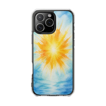 Clear Magnetic Phone Case — Sunshine Watercolor Design