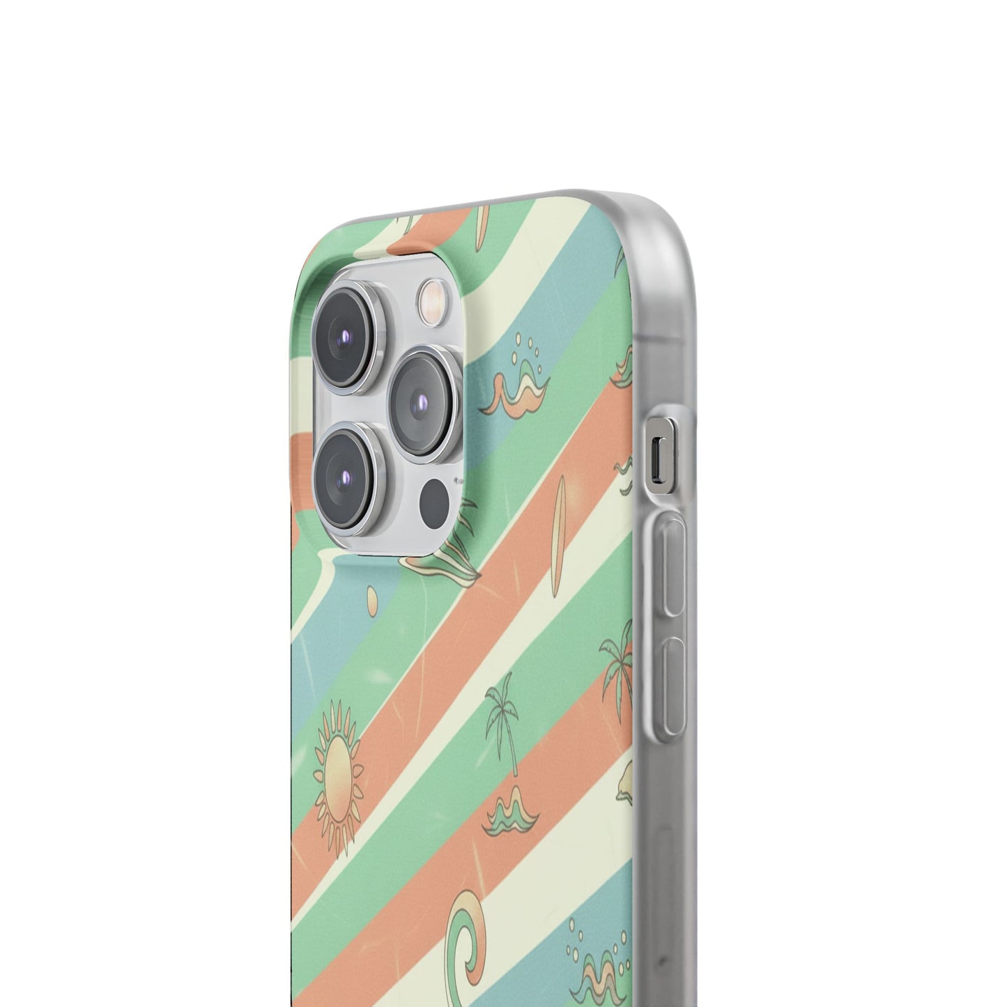 Beach Vibes Phone Case — Retro Pastel Surf & Palm Protective Flexi Case