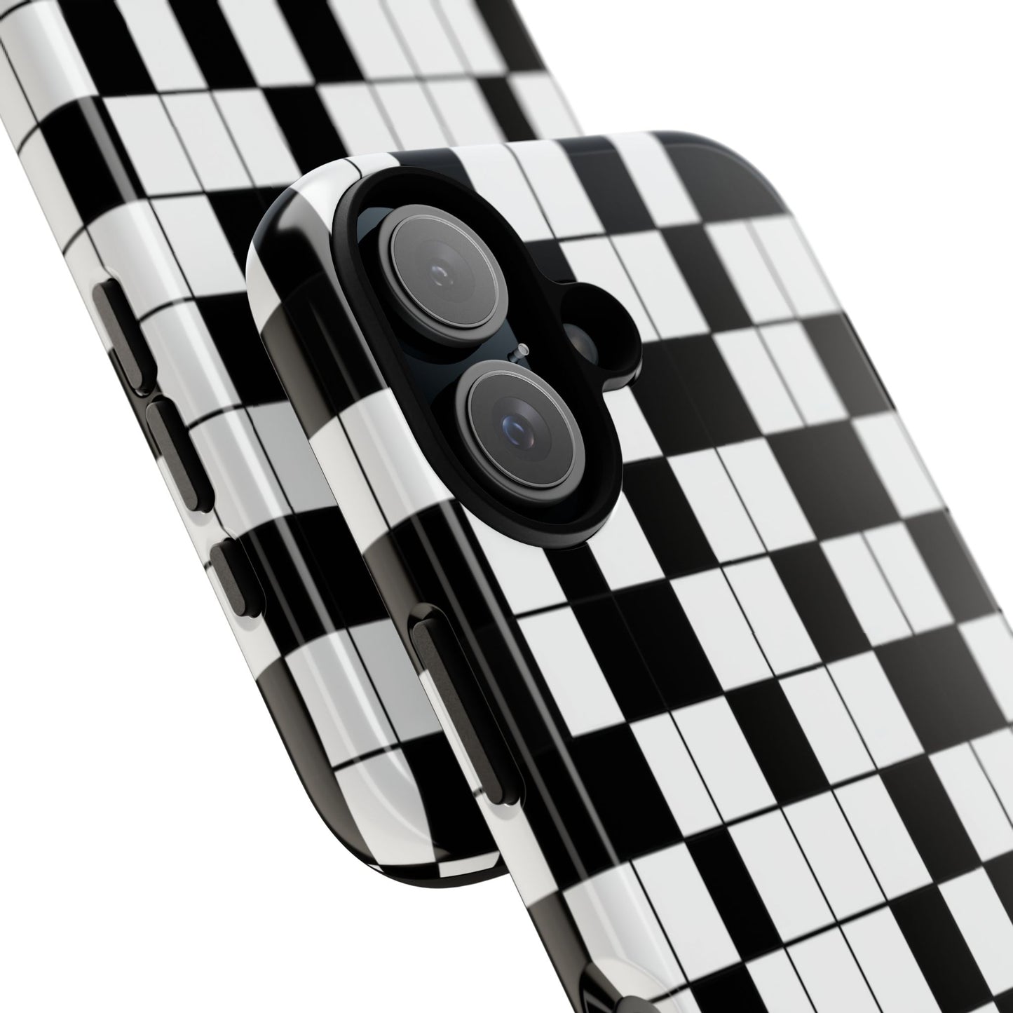 Crossword Grid Phone Case — Black & White Puzzle Pattern Tough Phone Cover