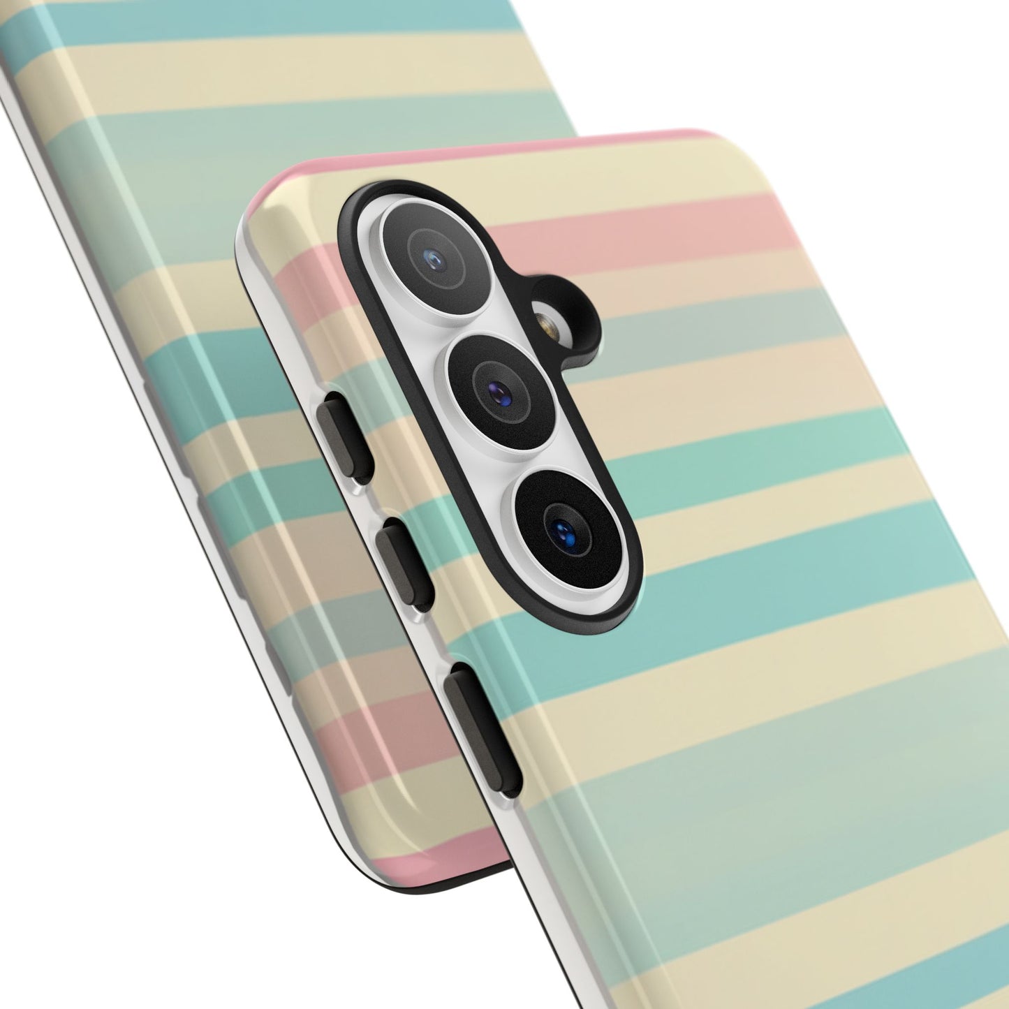 Pastel Striped Tough Phone Case – Protective Retro Rainbow Design