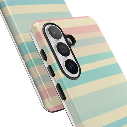 Pastel Striped Tough Phone Case – Protective Retro Rainbow Design