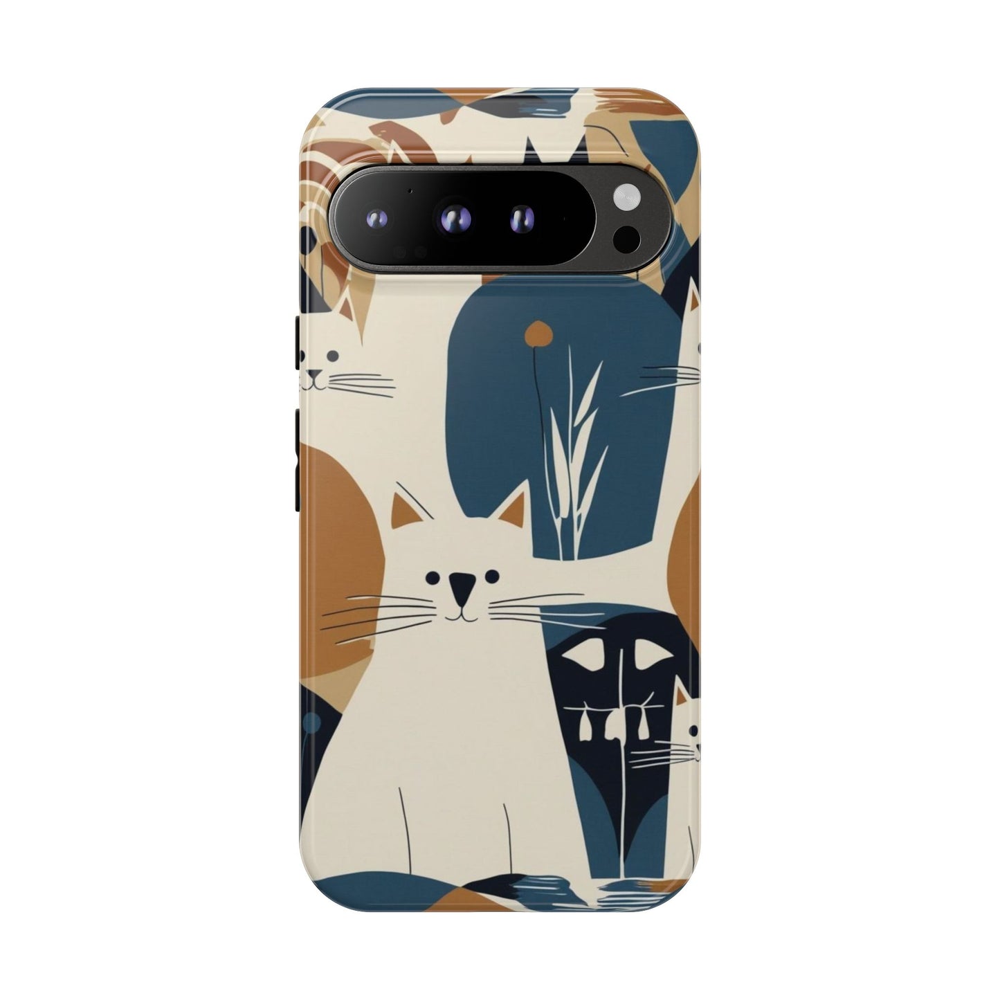 Cat Pattern Phone Case – Retro Abstract Cats Protective iPhone Cover