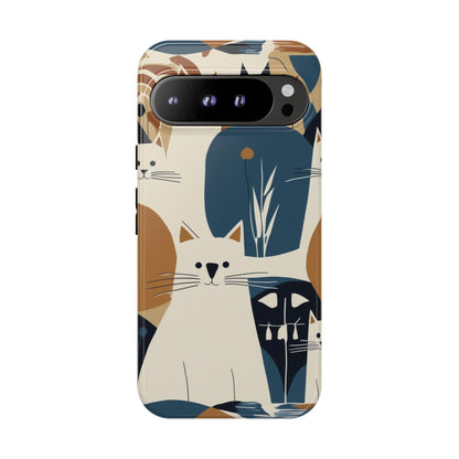Cat Pattern Phone Case – Retro Abstract Cats Protective iPhone Cover