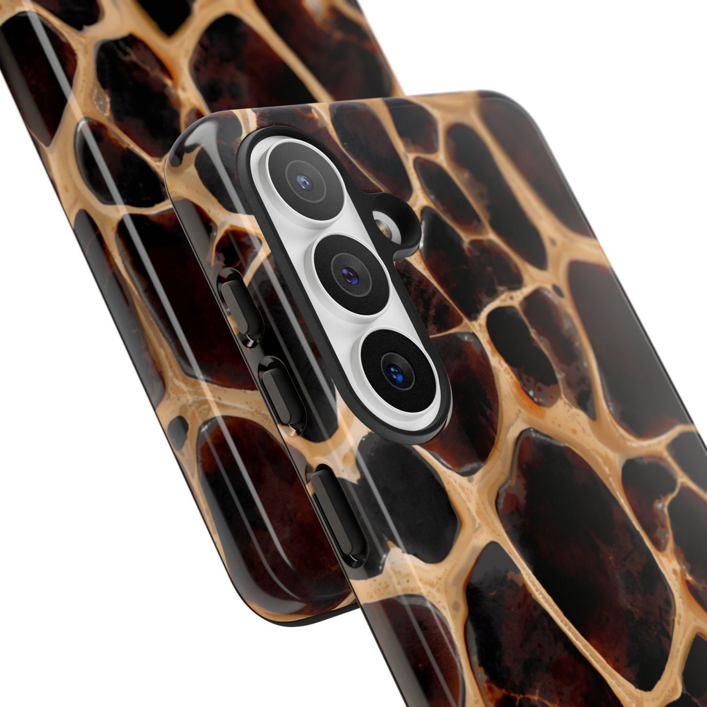 Phone Case — Brown Leather Dot Texture Rugged Protective Cover