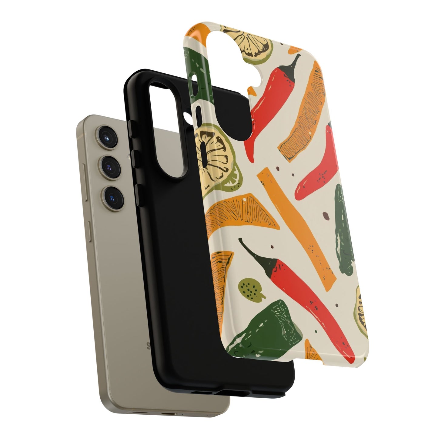 Spicy Peppers Phone Case – Colorful Chili, Lime & Citrus Pattern