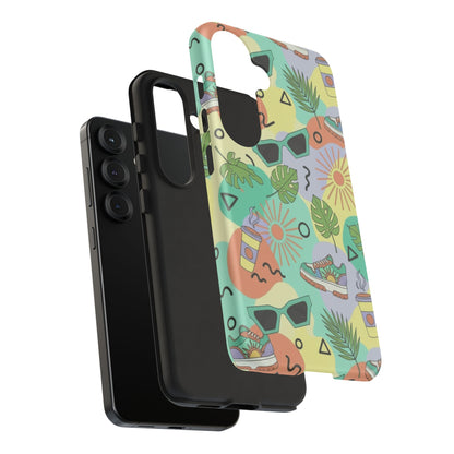 Tropical Summer Phone Case — Retro Sunglasses, Sneakers & Palm Pattern
