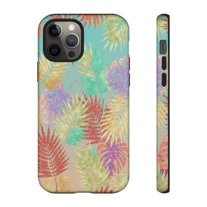 Tropical Palm Leaf Tough Phone Case – Colorful Pastel Botanical Protection