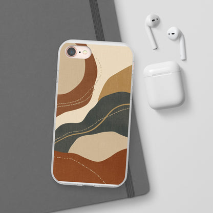 Abstract Earth Tone Phone Case — Boho Wavy Flexi Case