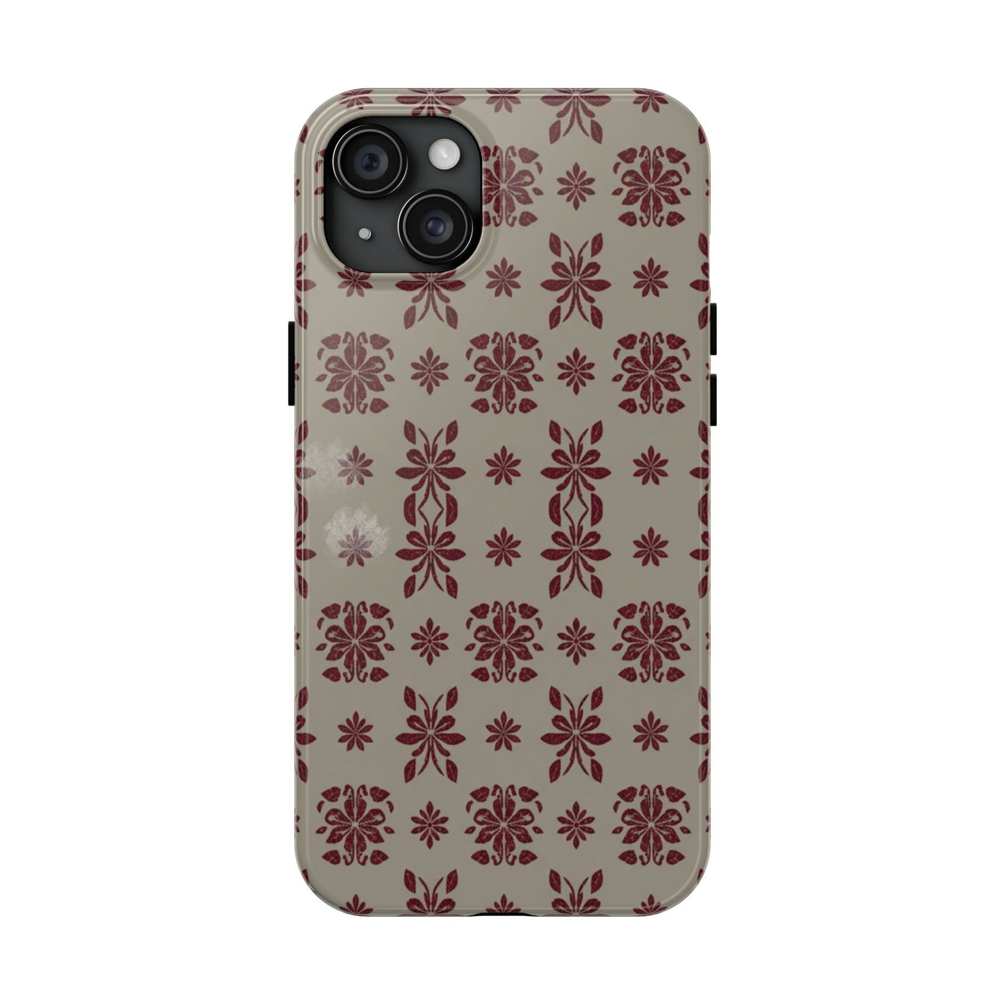 Tough Phone Case — Vintage Red Floral Pattern Protective Cover