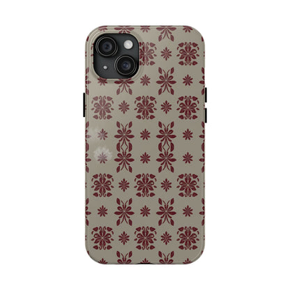 Tough Phone Case — Vintage Red Floral Pattern Protective Cover
