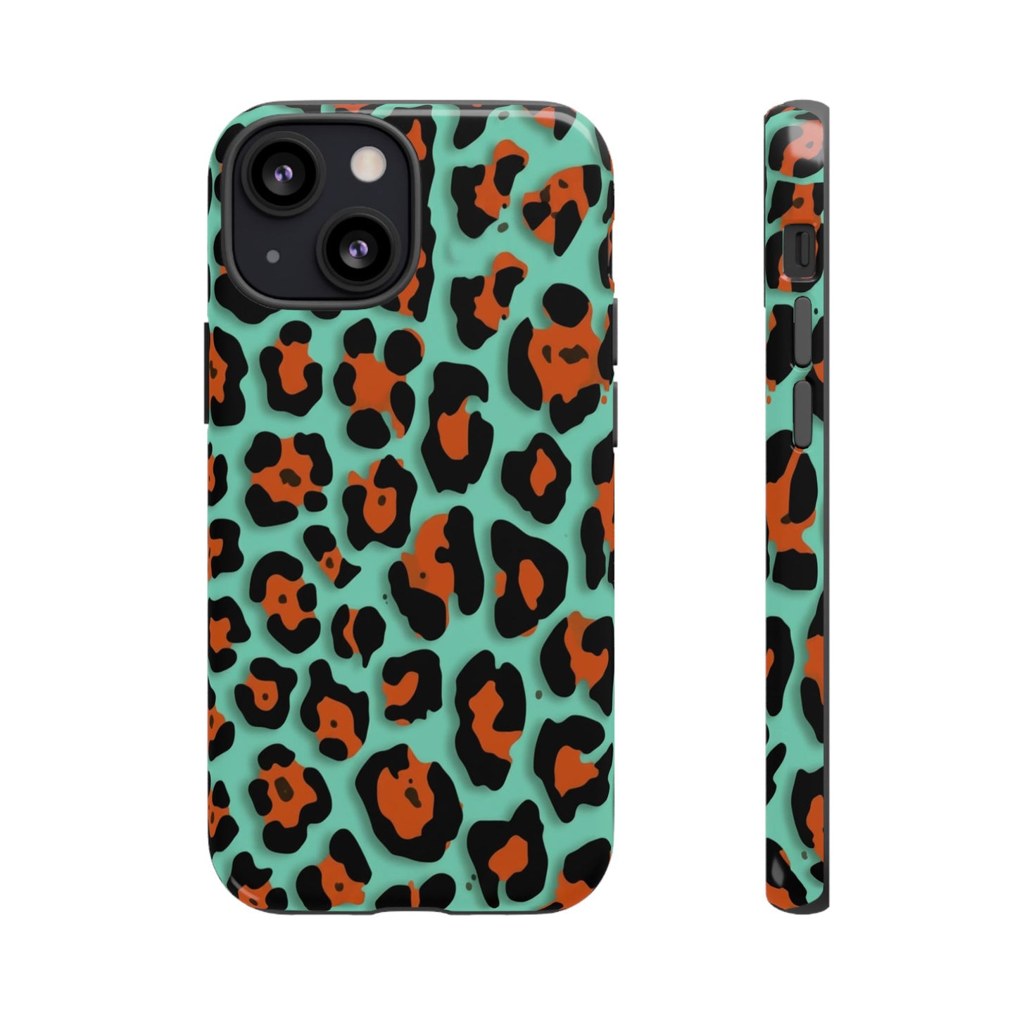 Teal & Rust Leopard Phone Case — Tough Protective Animal Print