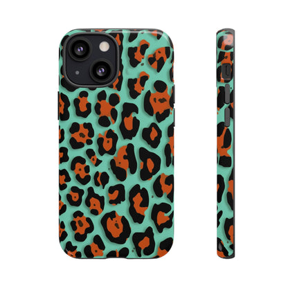 Teal & Rust Leopard Phone Case — Tough Protective Animal Print