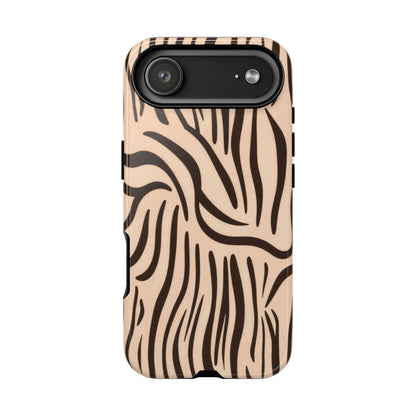 Zebra Stripe Tough Phone Case – Neutral Animal Print Protective Cover