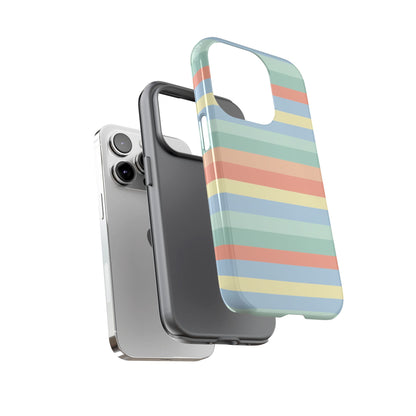 Pastel Striped Phone Case — Retro Horizontal Multi-Color Tough Case